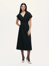 Tailored Buckle-Wrap Midi Dress